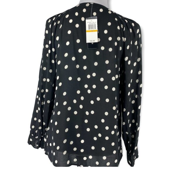 Spense Women's NWT Black White Polka Dot Button Down Scoop Button-Up Top S/C38 - Picture 6 of 8